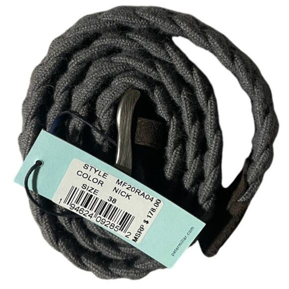 Peter Millar Woven Braid Belt – Size 38 – Nick Gray w/ Brown Suede – NWT - Picture 1 of 4
